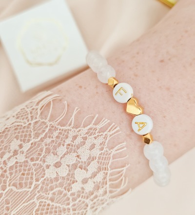 Initialen Armband aus Jade - In Gold Silber & Rosegold