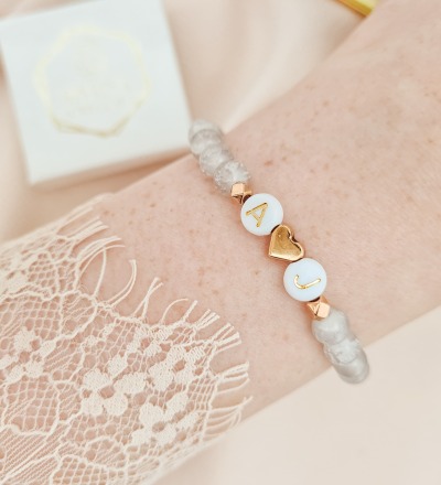 Wolkiges Glasperlenarmband mit Initialen - In Gold Silber &amp; Rosegold