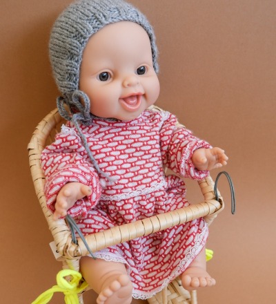 Puppenfahrradkorb aus Weide mit Sitzkissen - Puppensitz für das Kinderfahrrad