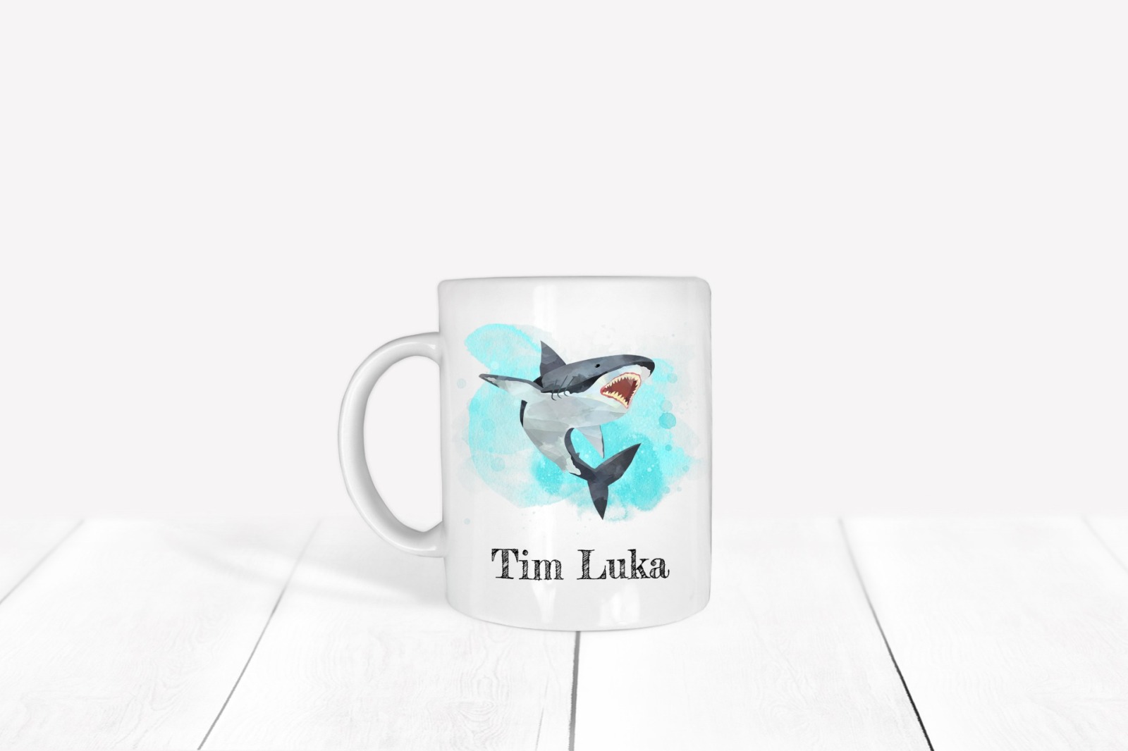 Personalisierte Tasse mit Name Hai Geschenk