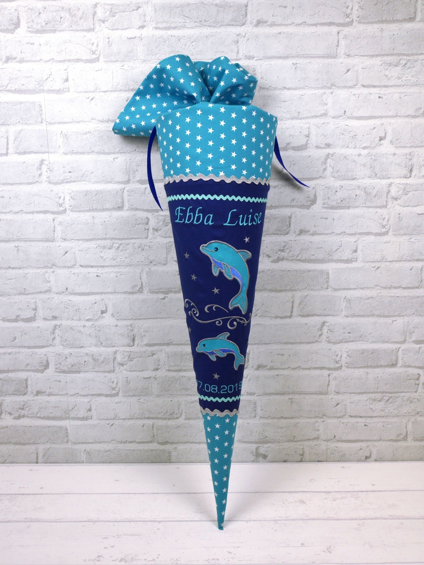 Schultüte Delfin blau türkis Stoff Zuckertüte 70cm oder 85cm Flosse 4