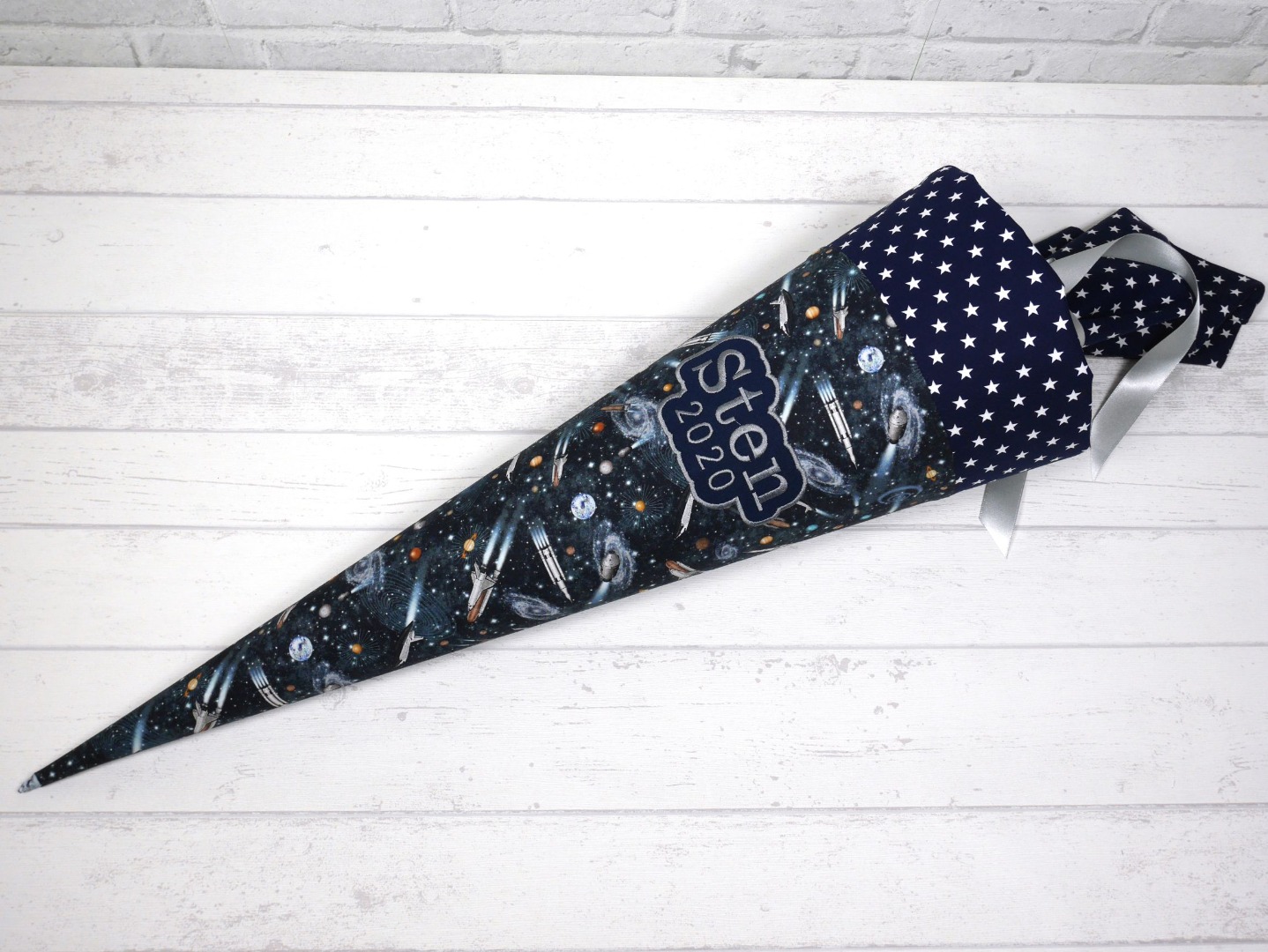 Schultüte aus Stoff Astronaut Zuckertüte Spaceshuttle Stoffschultüte mit Name 4