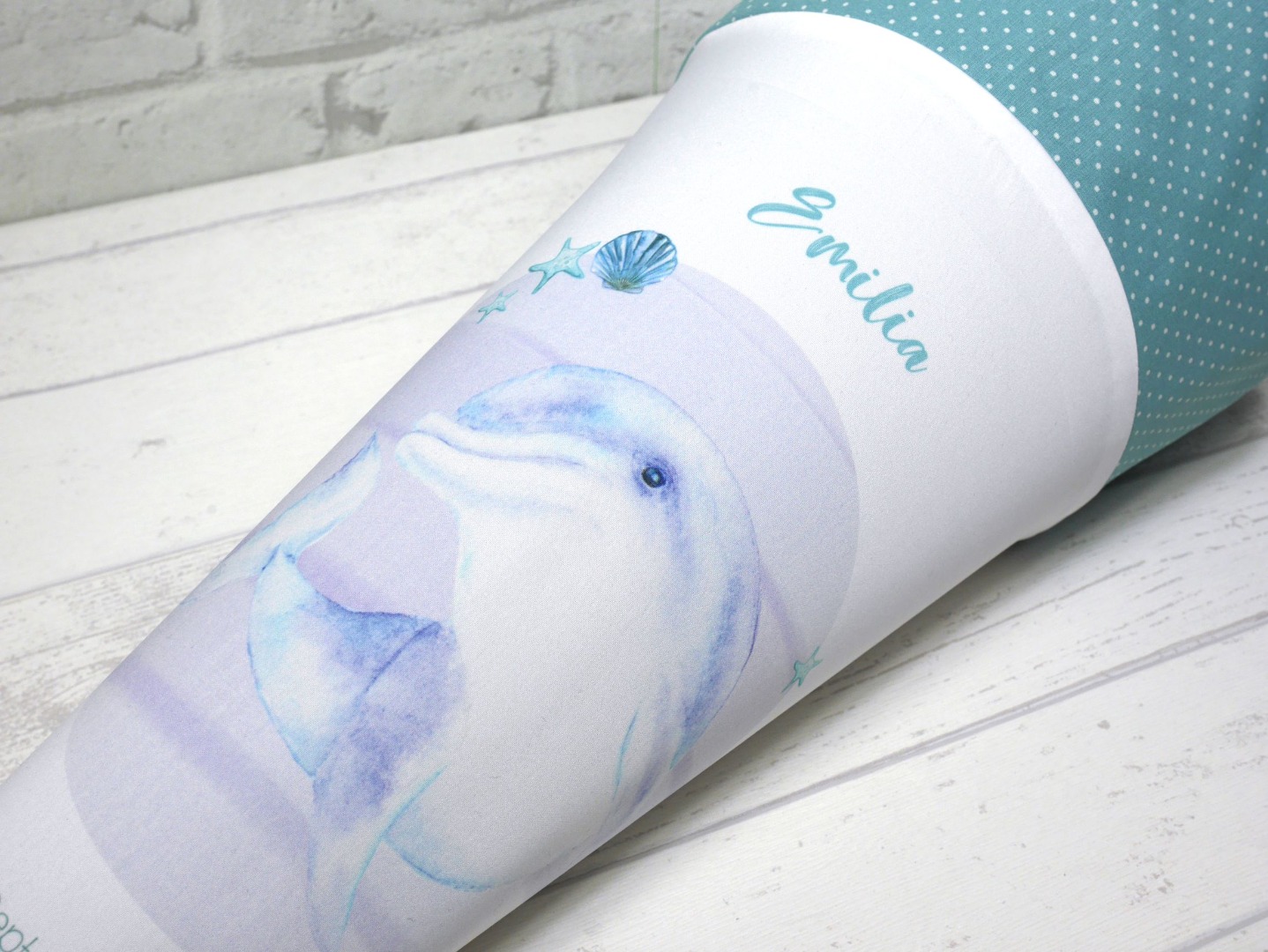 Delfin Schultüte aus Stoff 70cm mit Name blau 2