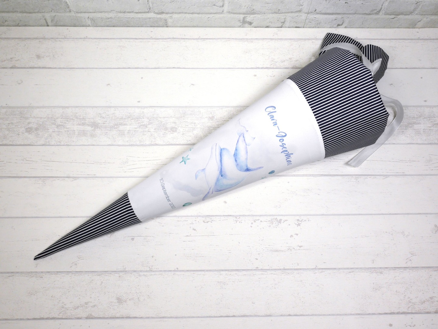 Delfin Schultüte aus Stoff 70cm mit Name blau 3