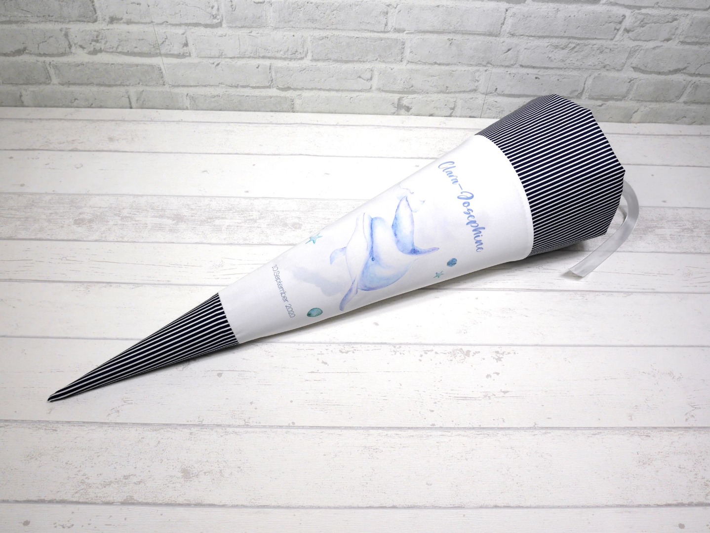 Delfin Schultüte aus Stoff 70cm mit Name blau 4