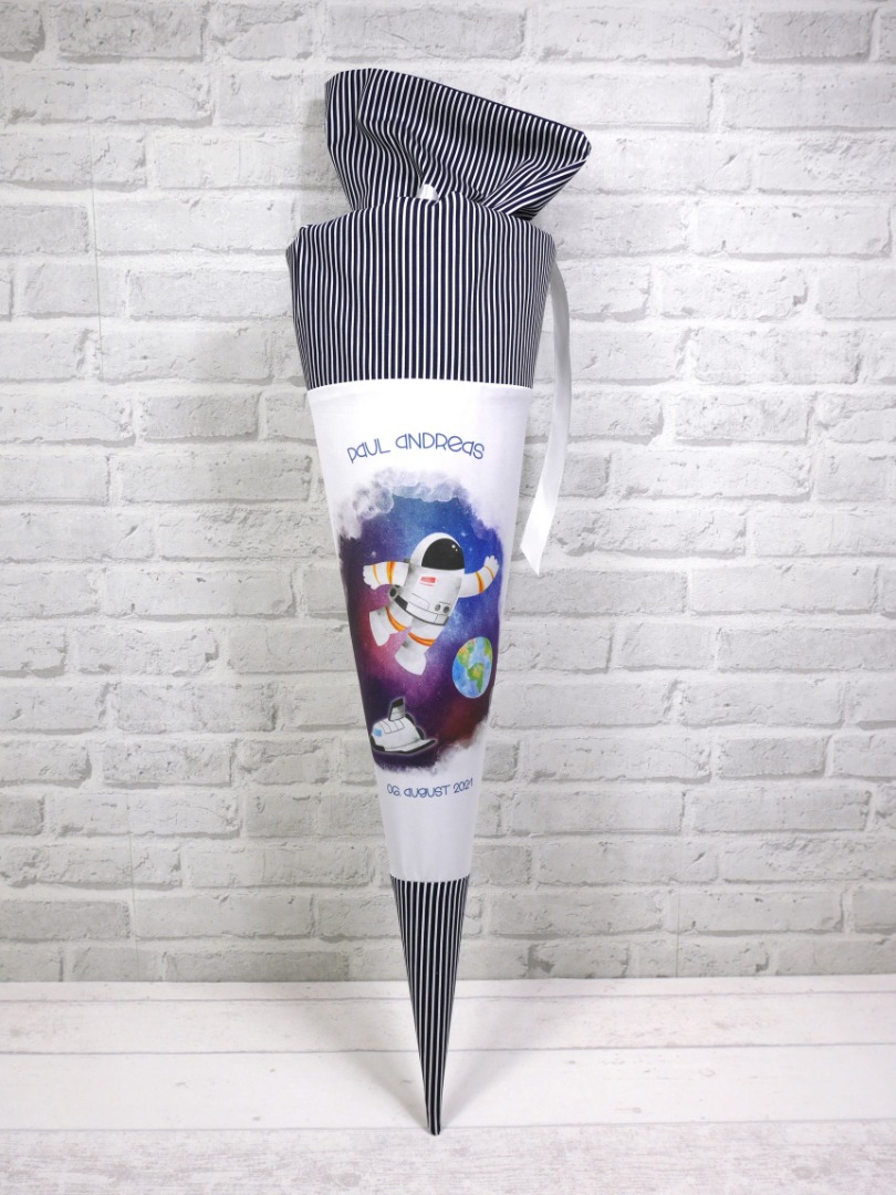 Schultüte Astronaut Zuckertüte Spaceshuttle Stoffschultüte mit Name