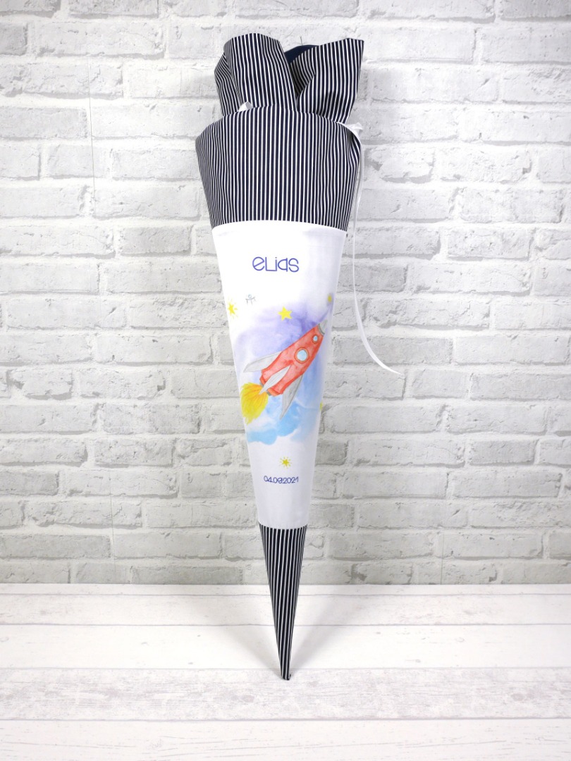 Schultüte Rakete Zuckertüte Spaceshuttle Stoffschultüte mit Name 4
