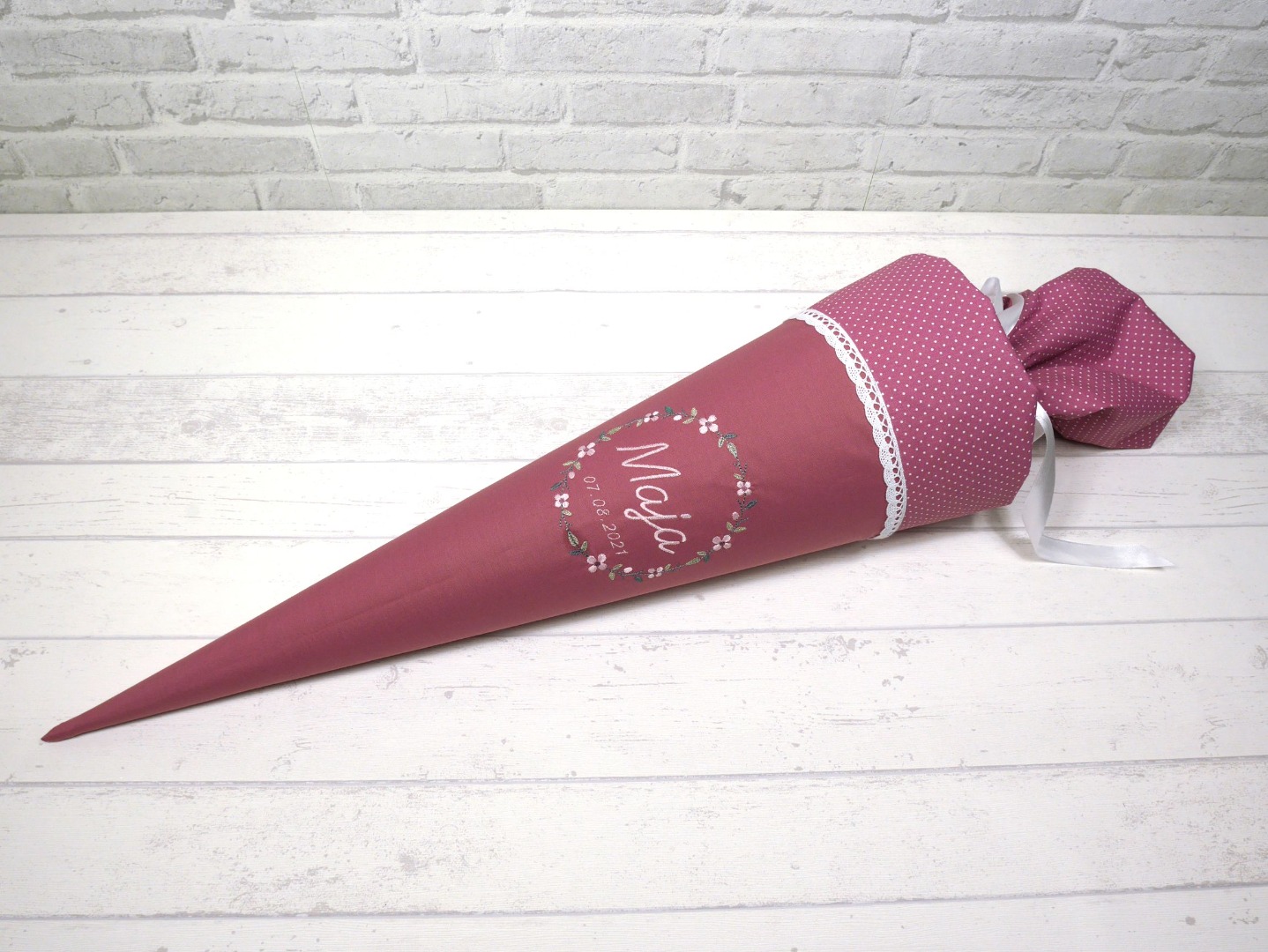 Schultüte Blumenkranz aus Stoff Zuckertüte 70cm 85cm oder 100cm 3