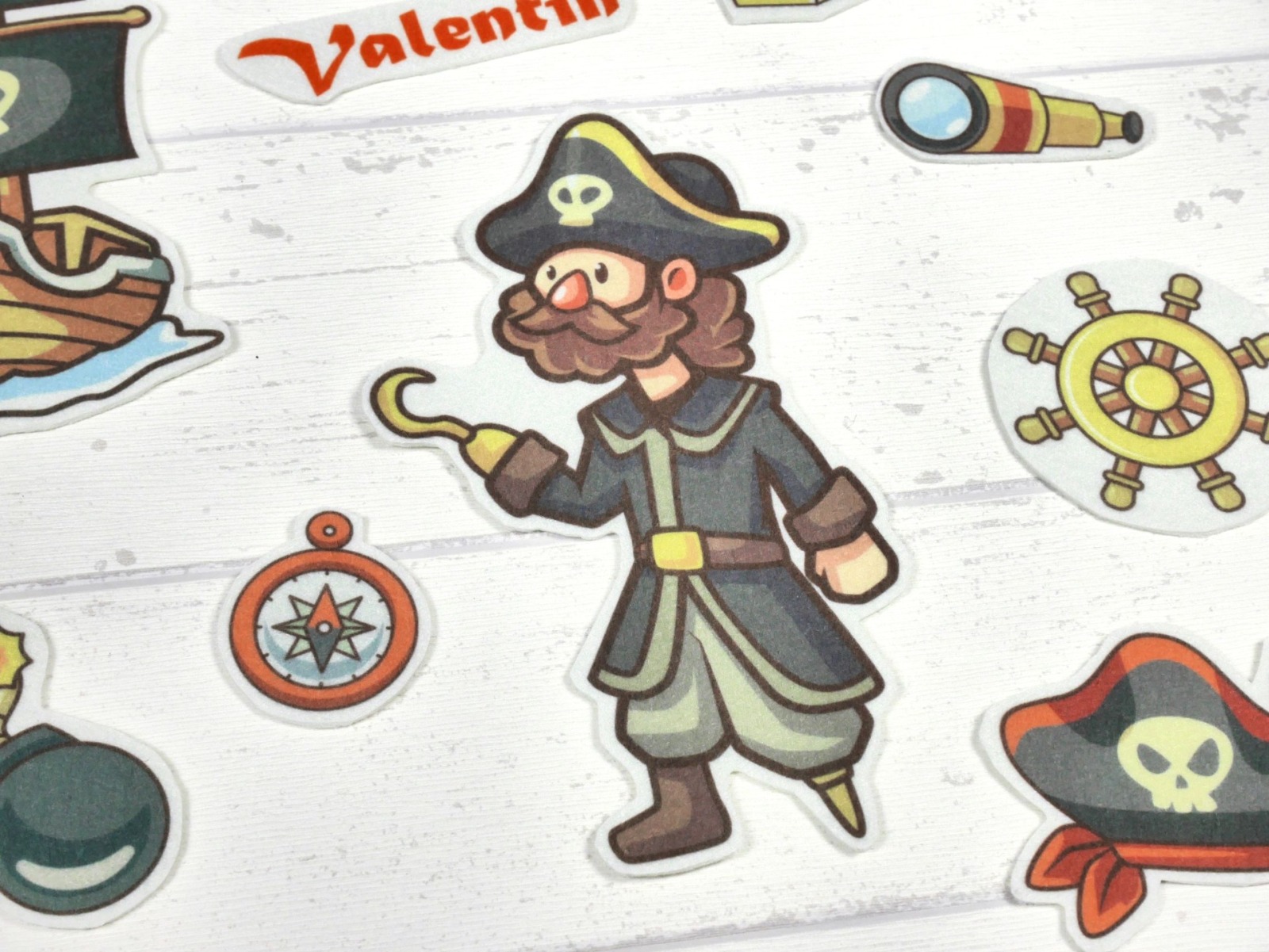 Aufnäher Set Pirat mit Name personalisiert für Schultüte Junge 3