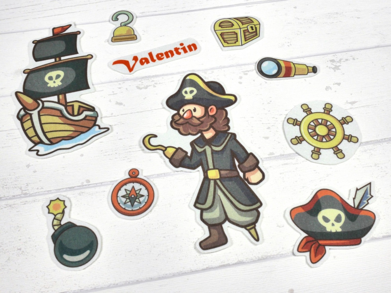 Aufnäher Set Pirat mit Name personalisiert für Schultüte Junge