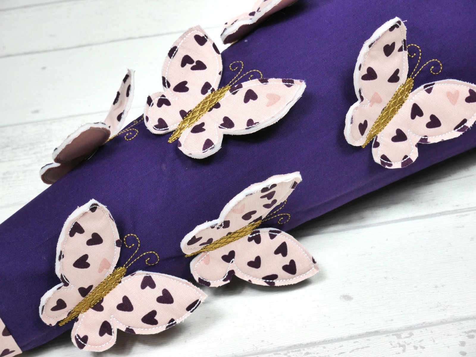 Schultüte Schmetterling rosa aus Stoff lila mit Name Schmetterlinge Mädchen 4