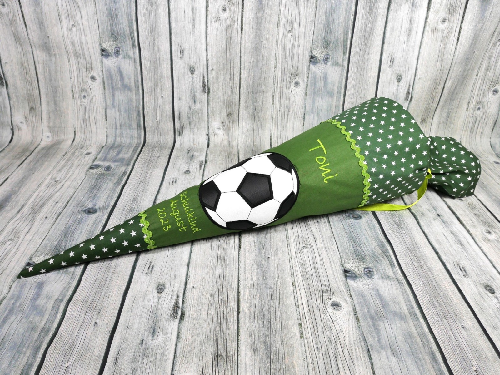 Schultüte aus Stoff Fußball mit Name Zuckertüte