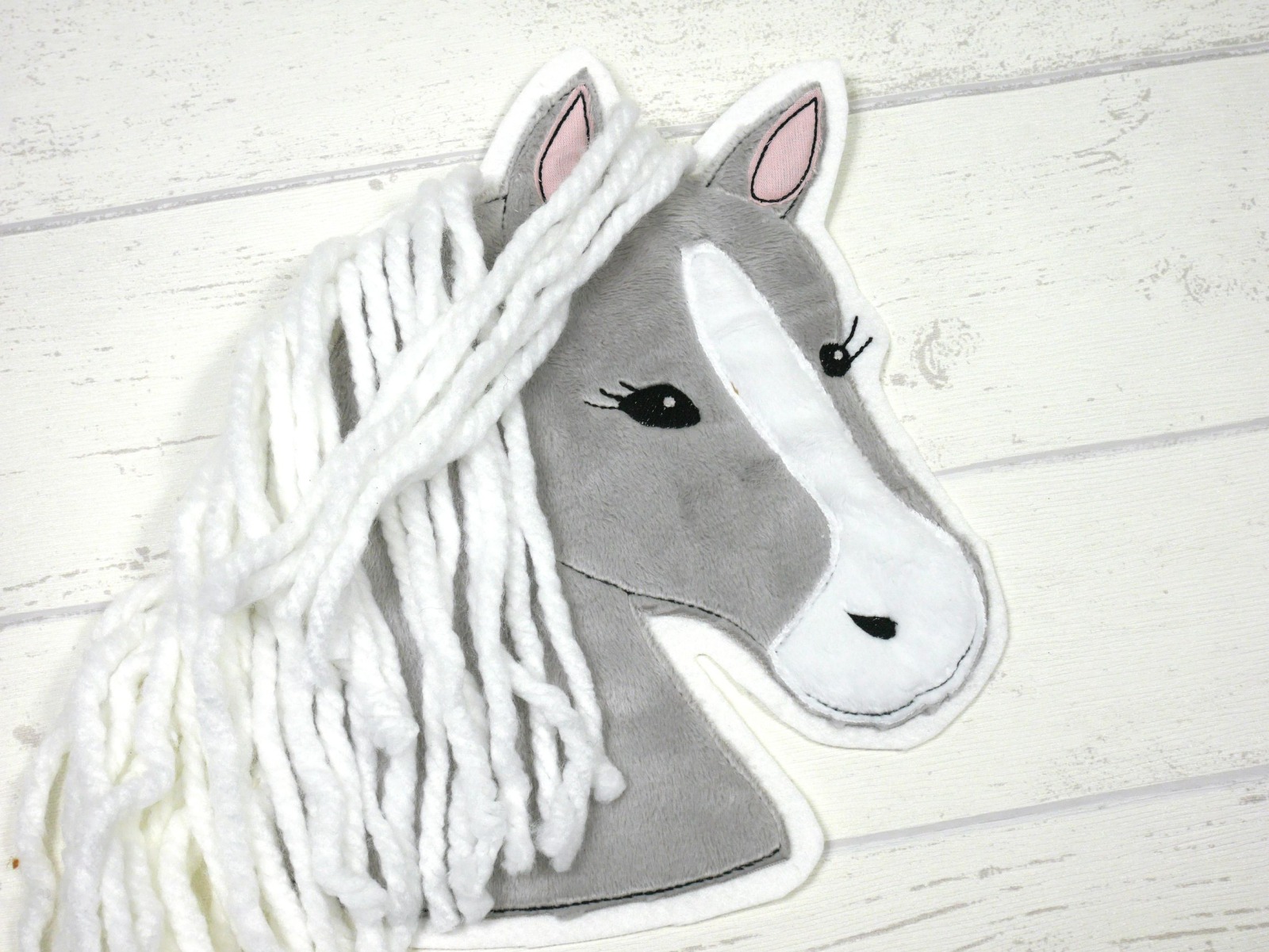 XXL Aufnäher Pferd grau Applikation Pony mit Mähne 3