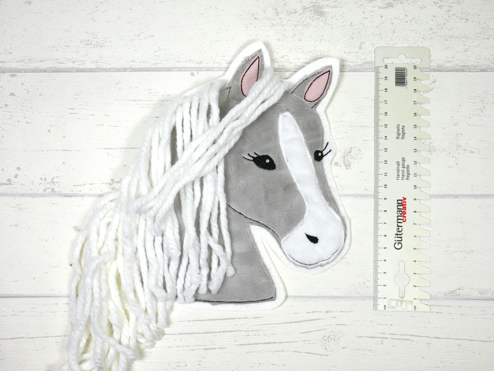 XXL Aufnäher Pferd grau Applikation Pony mit Mähne 4