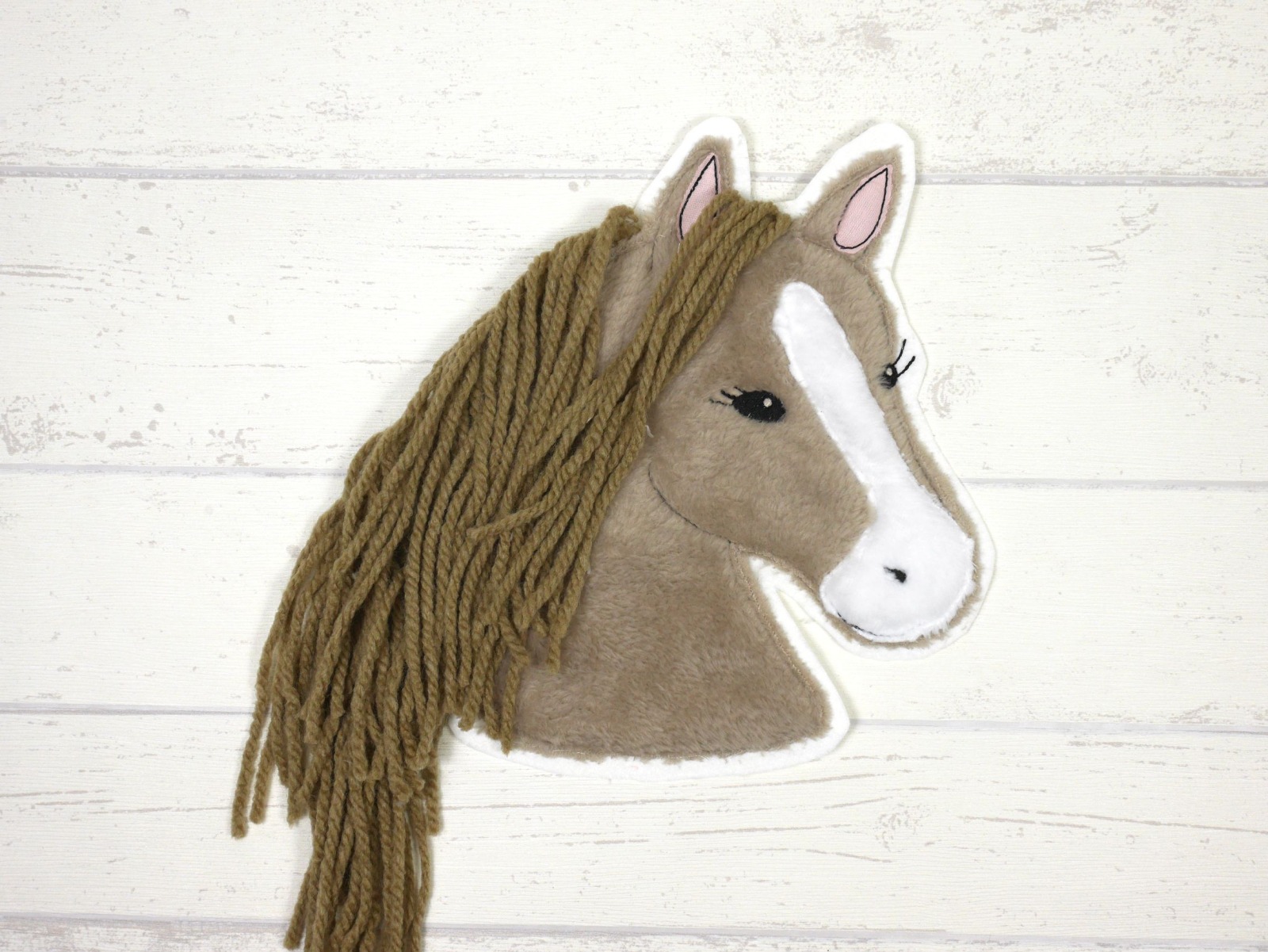 XXL Aufnäher Pferd mittelbraun Applikation Pony mit Mähne 2