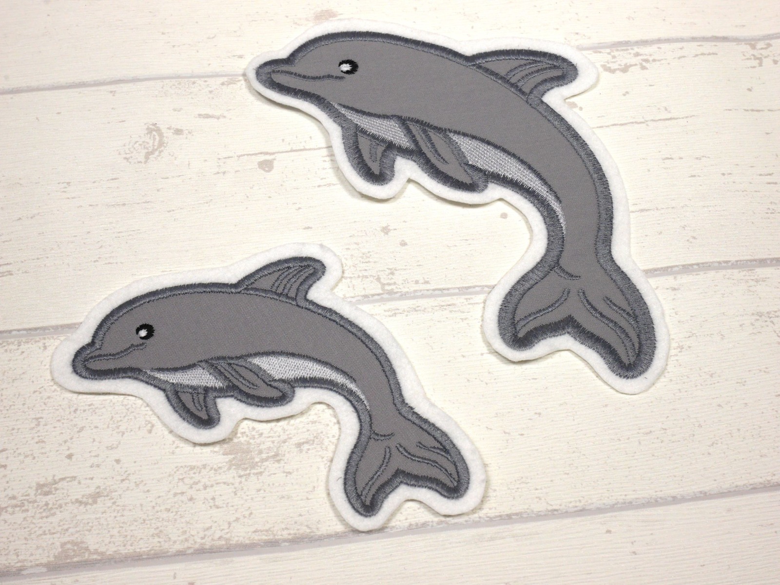 Aufnäher Delfin grau für Schultüte groß klein oder im Set 3
