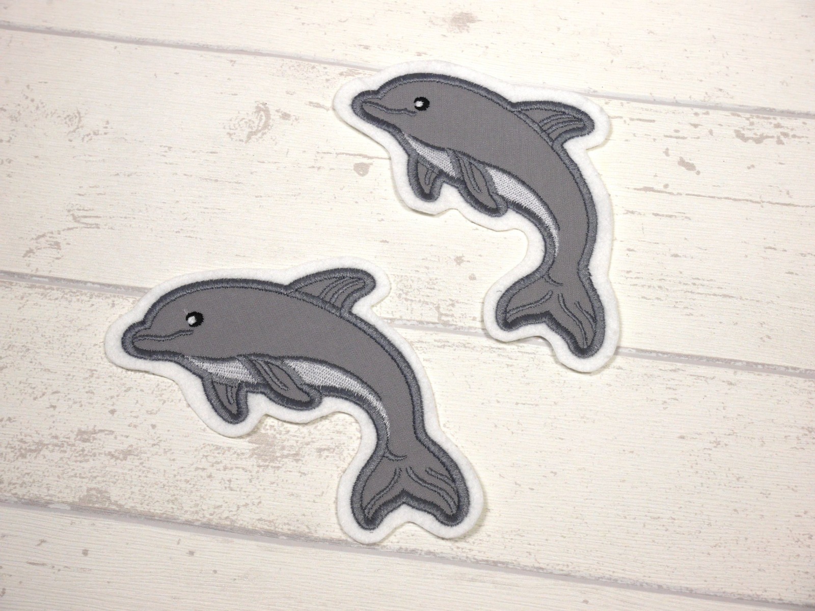 Aufnäher Delfin grau für Schultüte groß, klein oder im Set 6