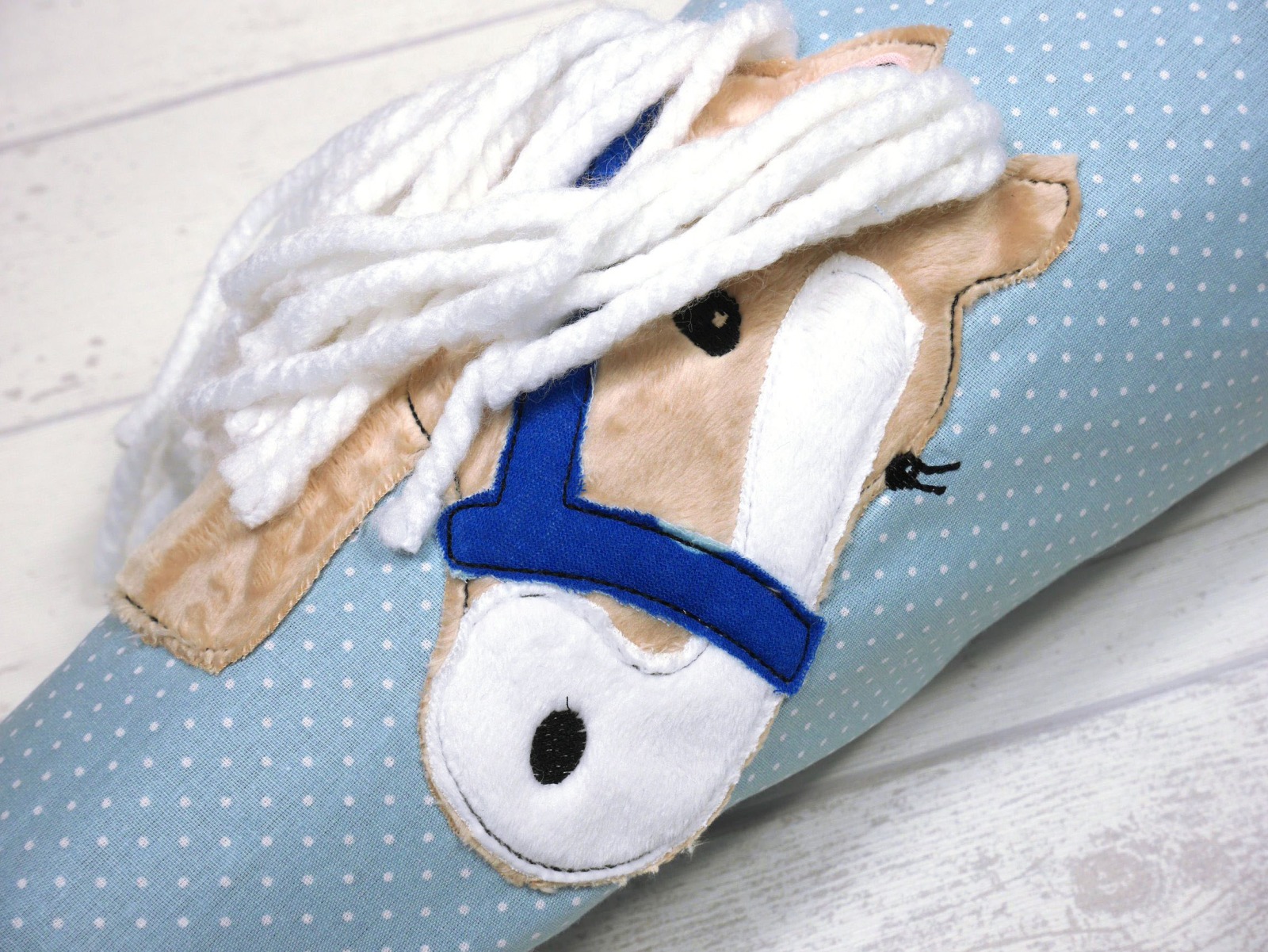 Schultüte aus Stoff in hellblau / blau mit Pferd personalisiert mit Name 70cm oder 85cm 3