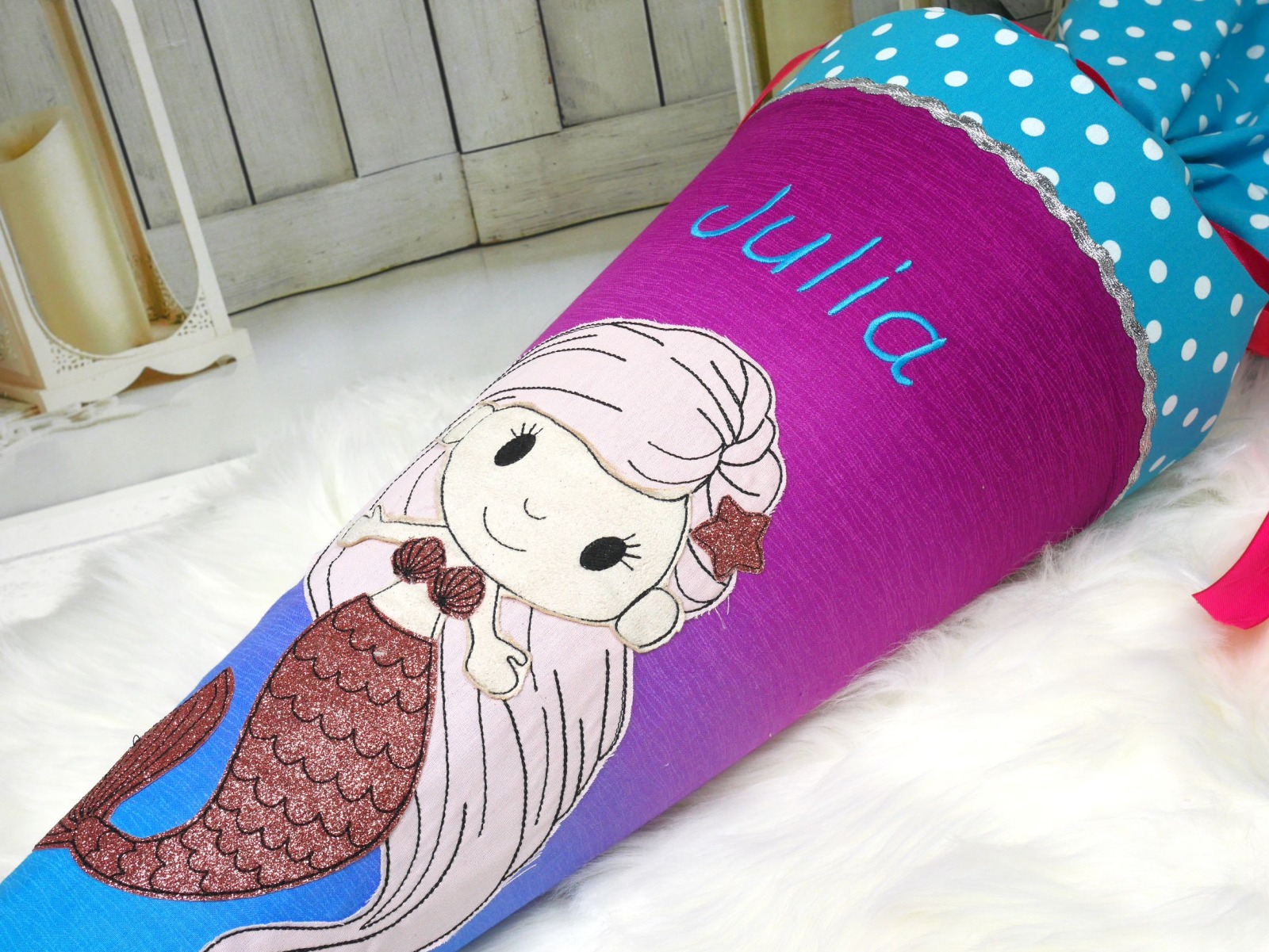 Schultüte Meerjungfrau mit Glitzer Farbverlauf Zuckertüte Mermaid 2