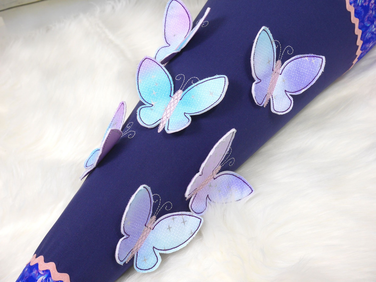 Schultüte Schmetterling blau aus Stoff mit Name Schmetterlinge Mädchen 3