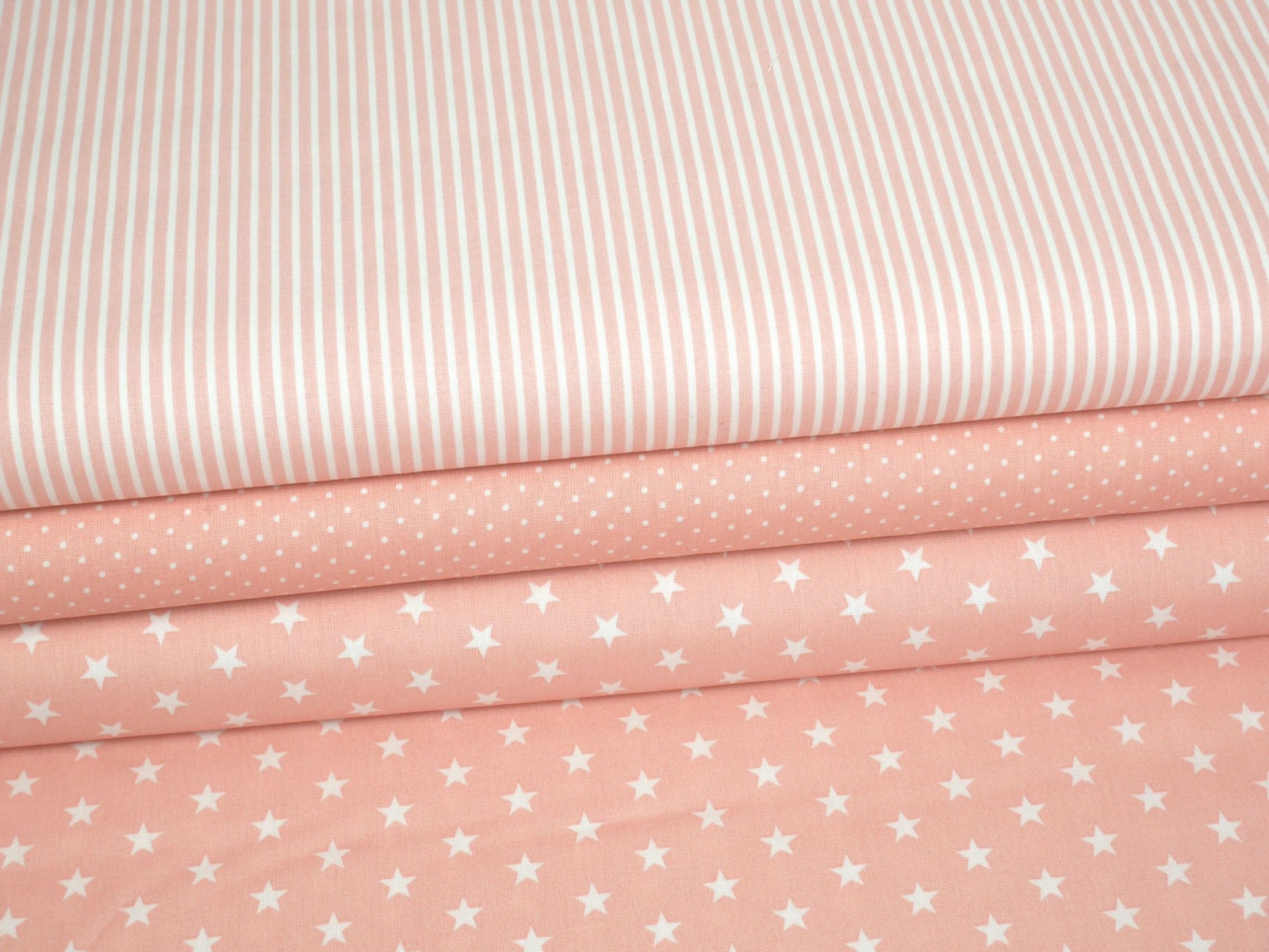 Stoffpaket Baumwolle Sterne, Punkte &amp; Streifen rosa 3