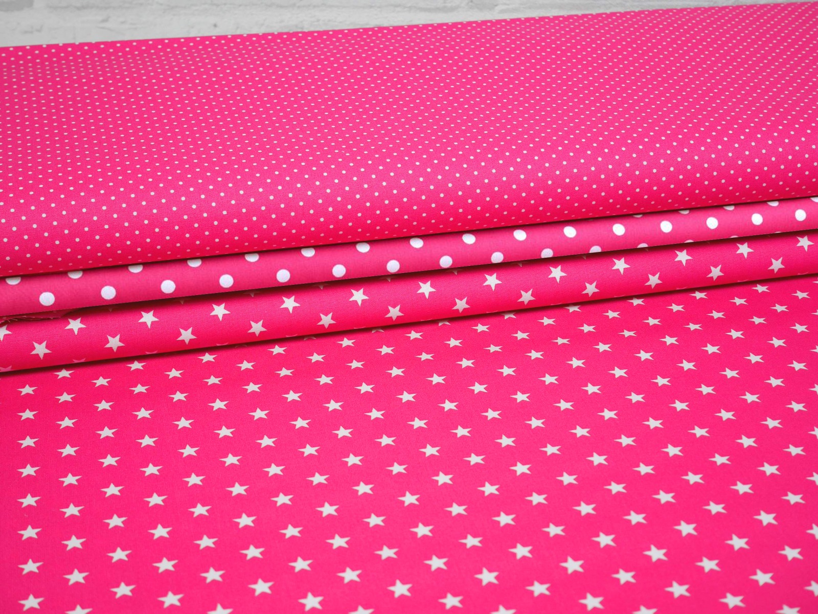 Stoffpaket Baumwolle Sterne, Punkte &amp; Tupfen pink