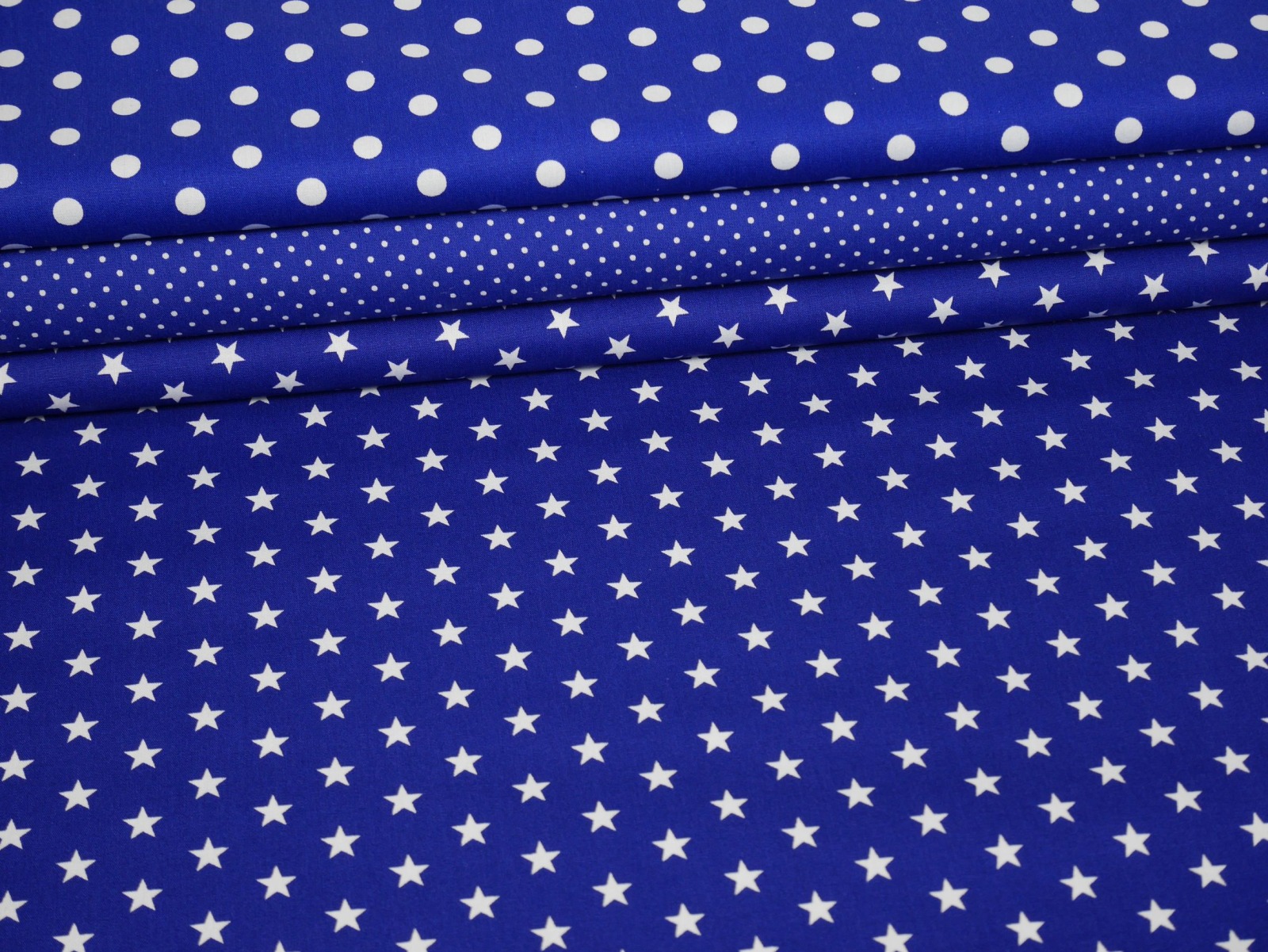 Stoffpaket Baumwolle Sterne, Punkte &amp; Tupfen blau