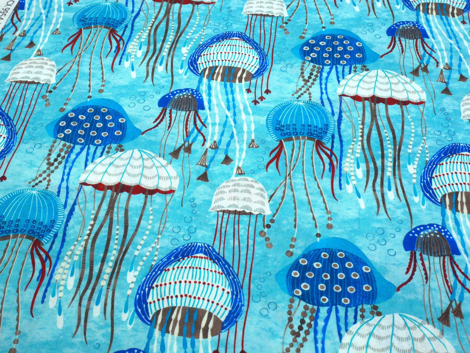 Baumwollstoff Jellyfish Quallen blau 2
