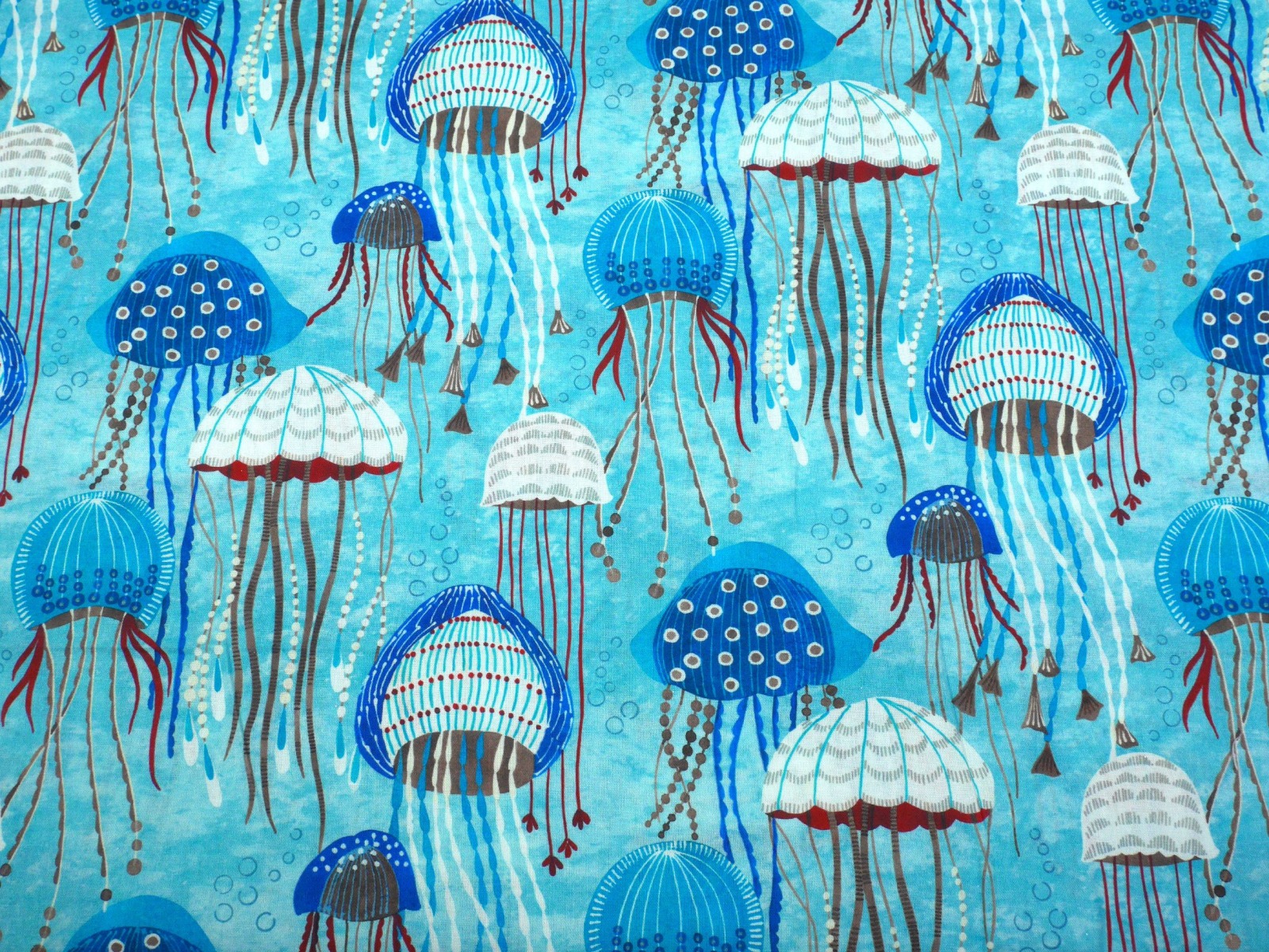 Baumwollstoff Jellyfish Quallen blau 3