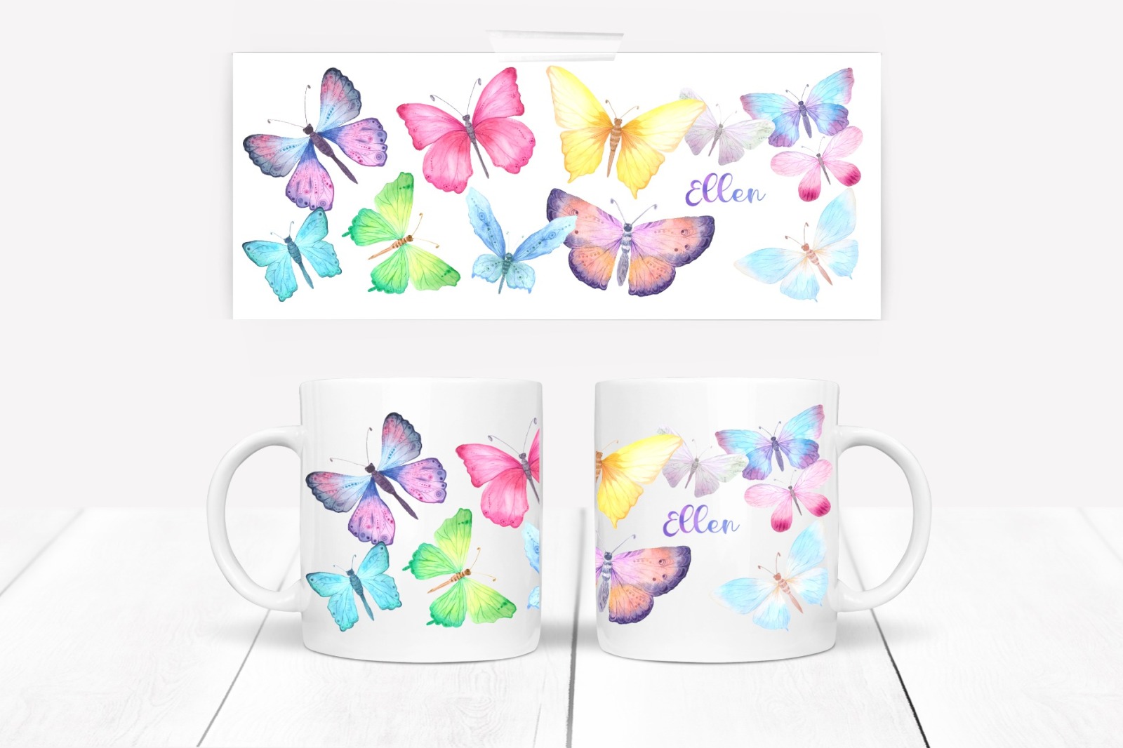 Personalisierte Tasse mit Name Schmetterlinge Geschenk 2