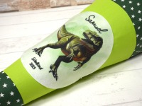 Schultüte aus Stoff grün mit Name Dino Zuckertüte 70cm oder 85cm 2