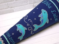 Schultüte Delfin blau türkis Stoff Zuckertüte 70cm oder 85cm 2