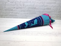 Schultüte Delfin blau türkis pink Stoff Zuckertüte 70cm, 85cm oder 100cm