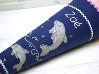 Schultüte Delfin blau rosa Stoff Zuckertüte 70cm oder 85cm 2