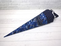 Schultüte aus Stoff Astronaut blau Zuckertüte Spaceshuttle Stoffschultüte mit Name 70cm oder 85cm