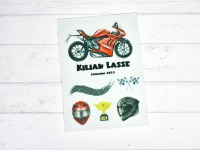Aufnäher Set Motorrad rot mit Name personalisiert für Schultüte 5