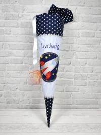 Schultüte aus Stoff Rakete Zuckertüte Spaceshuttle mit Name 70cm oder 85cm 4