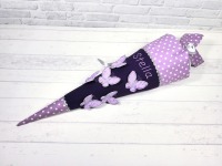 Schultüte Schmetterling lila aus Stoff flieder mit Name personalisiert 7