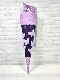Schultüte Schmetterling lila aus Stoff flieder mit Name personalisiert 9