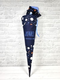 Schultüte Rakate aus Stoff 70cm oder 85cm mit Name blau Astronaut 4