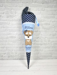 Schultüte aus Stoff Hund Stoff hellblau Zuckertüte Mädchen 70cm oder 85cm 4