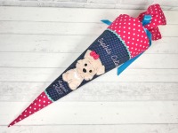 Schultüte aus Stoff Hund Stoff pink blau Zuckertüte Mädchen 70cm oder 85cm 3