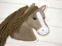 XXL Aufnäher Pferd mittelbraun Applikation Pony mit Mähne