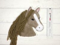 XXL Aufnäher Pferd mittelbraun Applikation Pony mit Mähne 3