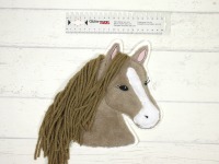 XXL Aufnäher Pferd mittelbraun Applikation Pony mit Mähne 4
