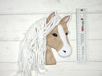 XXL Aufnäher Pferd beige Applikation Pony mit Mähne 2