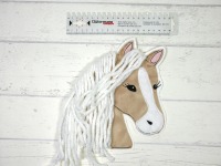 XXL Aufnäher Pferd beige Applikation Pony mit Mähne 3