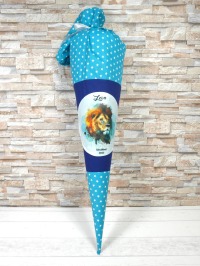 Schultüte aus Stoff blau türkis mit Name Löwe Zuckertüte 70cm oder 85cm 4