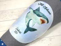 Schultüte aus Stoff blau grau mit Name Hai Zuckertüte 70cm oder 85cm 3