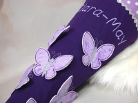 Schultüte Schmetterling lila aus Stoff flieder mit Name personalisiert 2